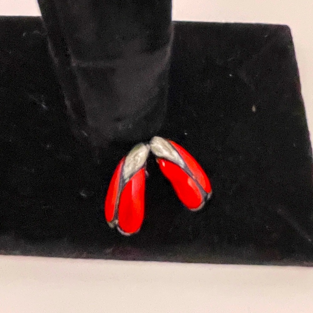 Vintage Heavy Red Enamel Vampire Halloween Fall Witchy Whimsical Goth Earrings